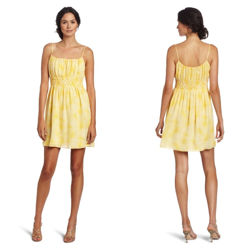 CYNTHIA STEFFE 'Sabina' Lemon Yellow Silk Dress